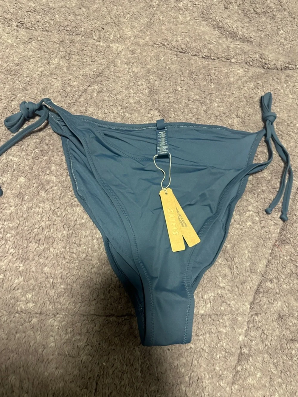 SKIMS Slate Blue Bikini Bottoms with Side Tie Detail